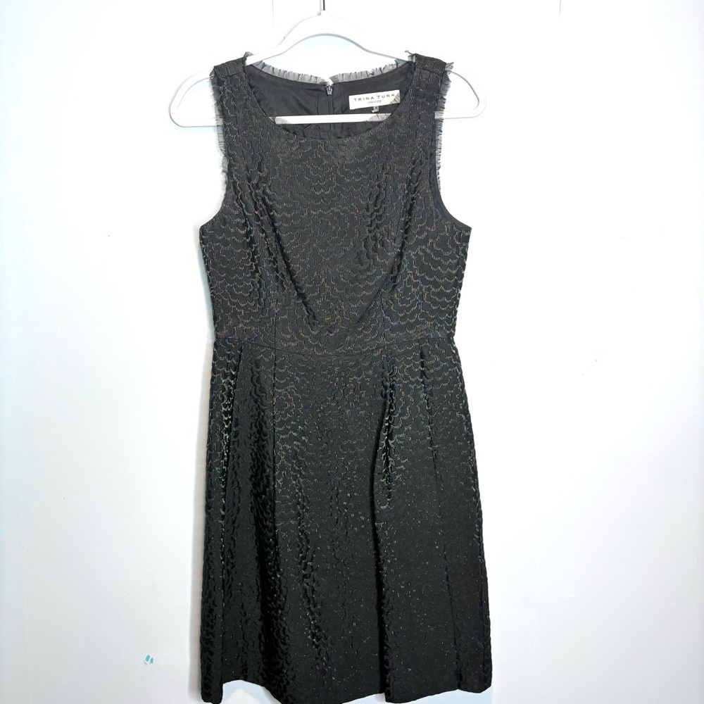 Trina Turk Metallic Jacquard Fit And Flare Dress Black